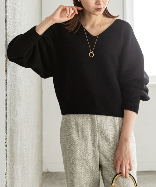 NOBLE（ノーブル） Vネックニット - グレー レディース : ZOZOTOWN