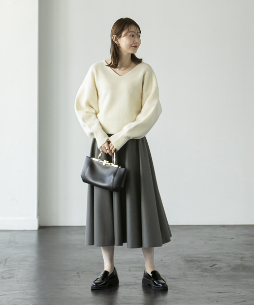 NOBLE（ノーブル） Vネックニット - グレー レディース : ZOZOTOWN