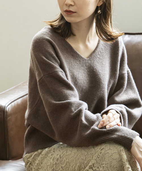 NOBLE（ノーブル） Vネックニット - グレー レディース : ZOZOTOWN