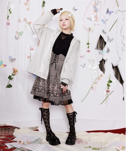 トップス rose axes femme（アクシーズ ファム） tシャツ ローズボタンフリルトップス