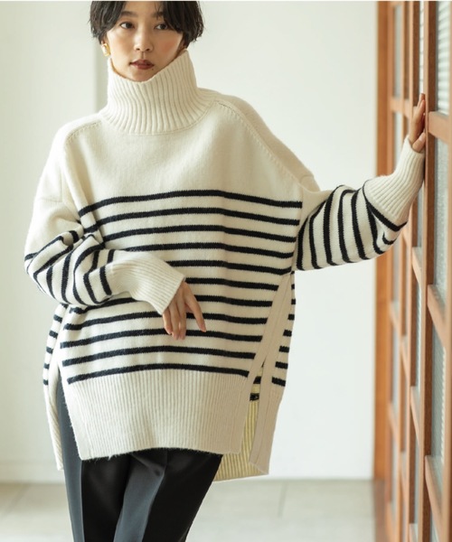 「OPAQUE.CLIP」 タートルネックニット 02 グレー レディース_画像9