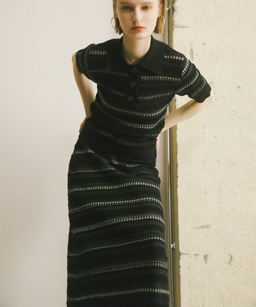 23SS 美品 WALES BONNER マルチボーダーニットスカート プリーツ SENSE OF PLACE by URBAN RESEARCH スカート マルチボーダーニット