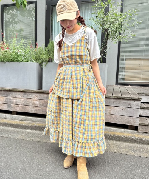 SOLLON.（ソルロン） ワンピース チェック柄フリルリボンキャミ