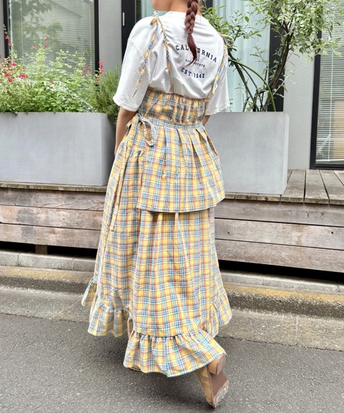 SOLLON.（ソルロン） ワンピース チェック柄フリルリボンキャミ