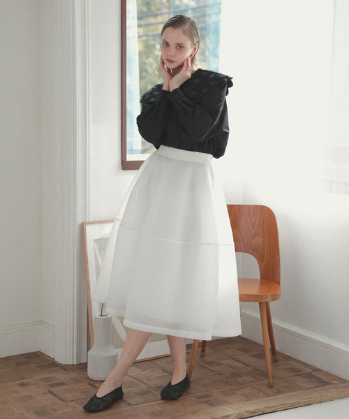 MERAKI ブラウス シャツ スカラップフラワーブラウス レディース