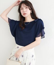 natural couture ブラウス シャツ 肩リボンラッフルフレア袖