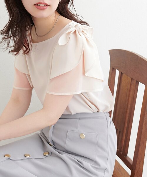 natural couture ブラウス シャツ 「WEB限定」肩リボンラッフル natural couture ブラウス シャツ 「WEB限定」肩リボンラッフル
