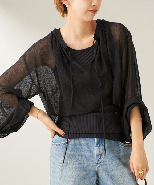 plage ブラウス シャツ linen mesh cape レディース : ZOZOTOWN