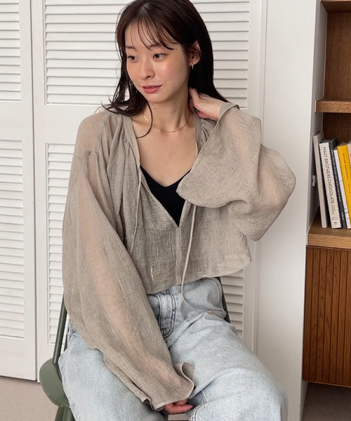 から厳選した plage ZOZOTOWN : レディース cape mesh linen シャツ ブラウス トップス