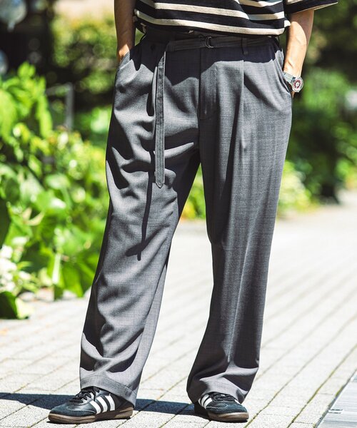 RANDY 20ss 裾メッシュ切り替え ワイドスラックス JOURNAL STANDARD relume スラックス TECH バスケット