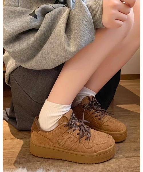 FUNdaysion スニーカー ダブルカラーシューレース厚底スニーカー