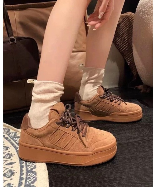 FUNdaysion スニーカー ダブルカラーシューレース厚底スニーカー