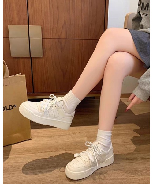 FUNdaysion スニーカー ダブルカラーシューレース厚底スニーカー