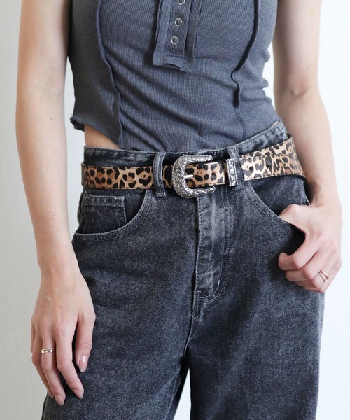 ディーゼル　ウエスタンベルト　レディース B-1DR STRASS 20 1.9cm slim leather belt with crystal buckle