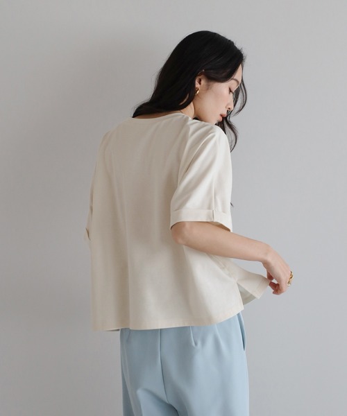 tシャツ ロールアップTカットソー「速乾/汗シミ防止」 レディース レディース 汗染み防止 tシャツ ZEROSTAIN ゼロステイン