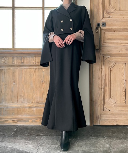 「JUNOAH」 トレンチコート LARGE ブラック レディース