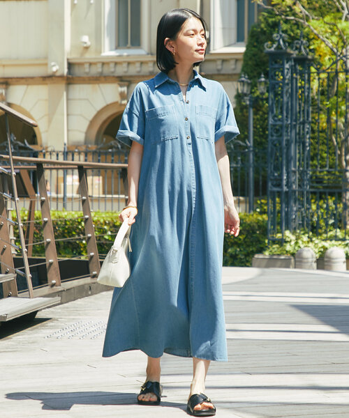 BALENCIAGA デニム 半袖シャツワンピース un dix cors ワンピース 「2サイズ・大人カジュアルなムードに
