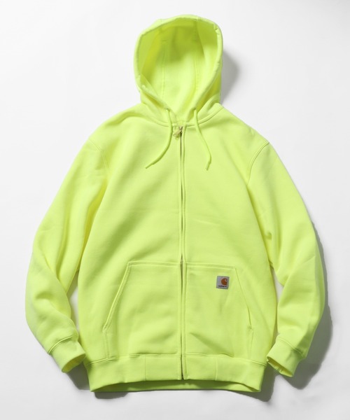 カーハート スウェット パーカー フーディー フルジップ グリーン L 裏起毛 Carhartt（カーハート） パーカー 袖プリント 長袖 ワッペン 裏起毛