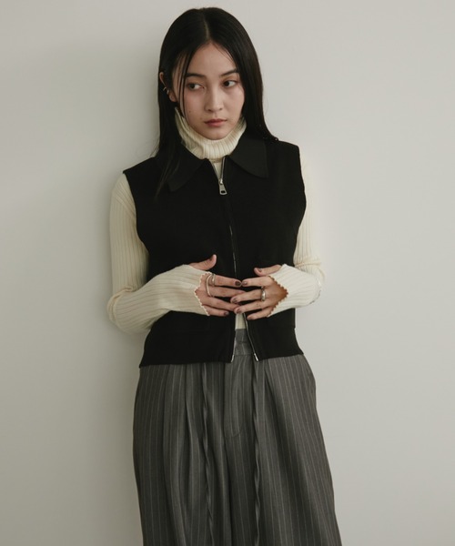 Aunt Marie's（アントマリーズ） ベスト ジレ ノースリーブジップポロ