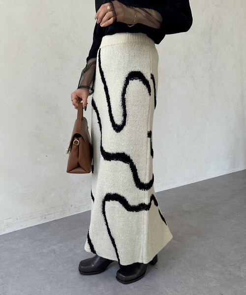 「Thevon」 ニットスカート FREE グレー レディース_画像3