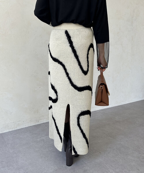 「Thevon」 ニットスカート FREE グレー レディース_画像4
