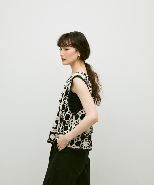 ベスト ジレ Crochet daisy vest / クロシェ編みデイジーベスト