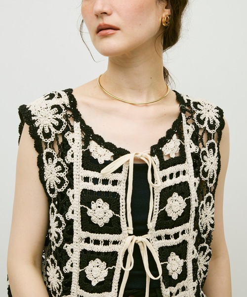 ベスト ジレ Crochet daisy vest / クロシェ編みデイジーベスト