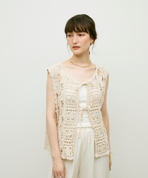 ベスト ジレ Crochet daisy vest / クロシェ編みデイジーベスト