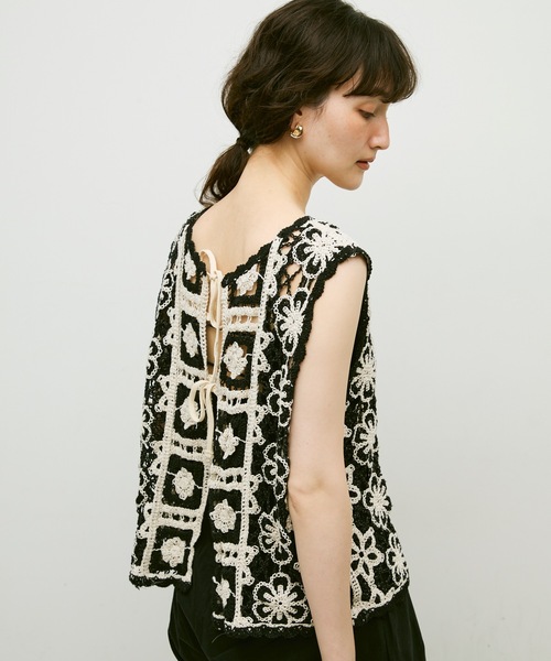 ベスト ジレ Crochet daisy vest / クロシェ編みデイジーベスト