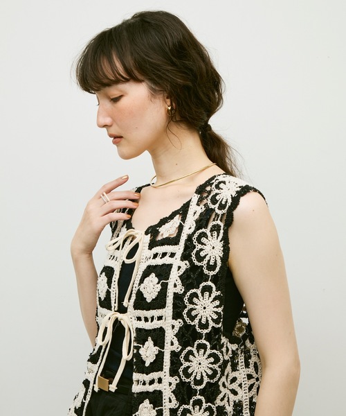 【美品】Plage クロシェ ジレ crochet gilet ベスト 黒 plage ベスト crochet gilet レディース : ZOZOTOWN Yahoo!店