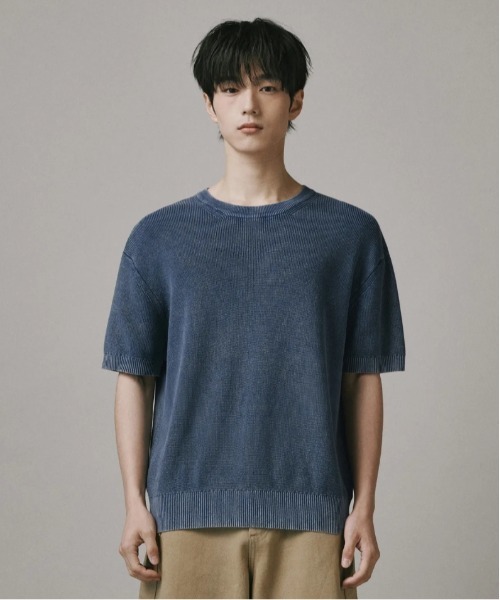 tシャツ ピグメントウォッシュラウンドネックニット メンズ レディース