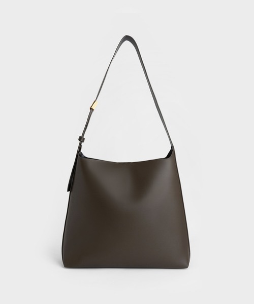 CHARLES & KEITH ブラウン トートバッグ Sansa サンサ クラシックダブルハンドルトートバッグ - ノワール