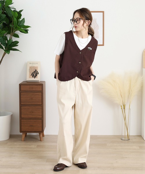 Quelle Chance ベスト ジレ ワンポイント刺繍ベスト レディース