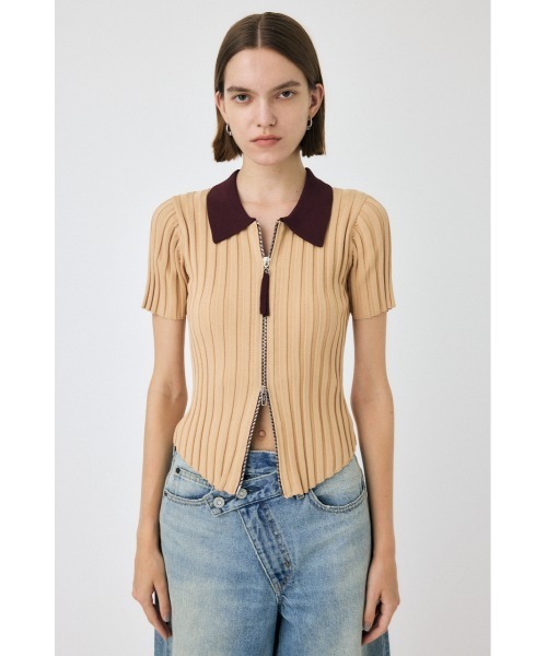 ニット セーター ZIP UP RIB KNIT H/S シャツ レディース