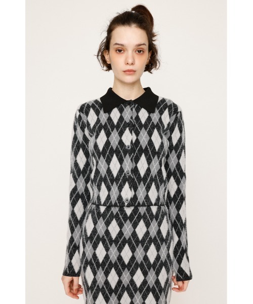 ポロシャツ ポロ 「2025AW」ARGYLE CHECK HG POLO SH アーガイルチェック ハイゲージ ポロシャツ 秋服 レディース SLY ポロシャツ ポロ 「2025AW」ARGYLE CHECK HG POLO SH