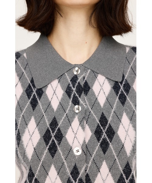 ポロシャツ ポロ 「2025AW」ARGYLE CHECK HG POLO SH アーガイルチェック ハイゲージ ポロシャツ 秋服 レディース SLY ポロシャツ ポロ 「2025AW」ARGYLE CHECK HG POLO SH