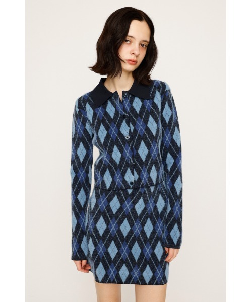ポロシャツ ポロ 「2025AW」ARGYLE CHECK HG POLO SH アーガイルチェック ハイゲージ ポロシャツ 秋服 レディース SLY ポロシャツ ポロ 「2025AW」ARGYLE CHECK HG POLO SH