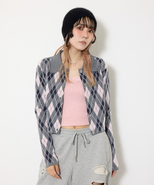 SLY（スライ） カーディガン 「セットアップ可」ARGYLE CHECK HG POLO
