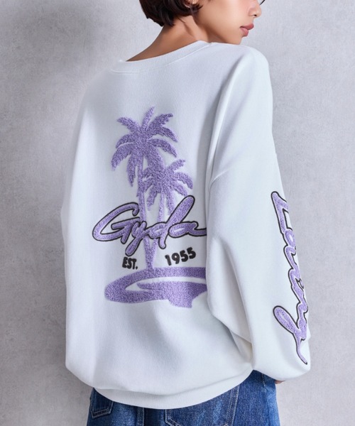 トレーナー スウェット palm tree Gydies Lovingサガラスウェットトップス レディース