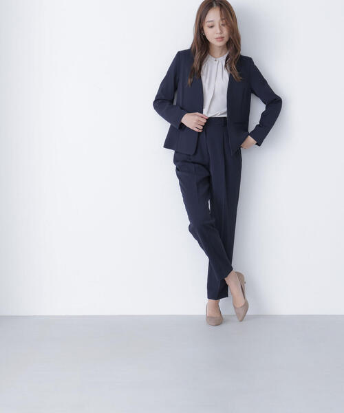 【美品】ナチュラルビューティーベーシック　セットアップ　パンツ　ネイビー　M NATURAL BEAUTY BASIC（ナチュラルビューティーベーシック