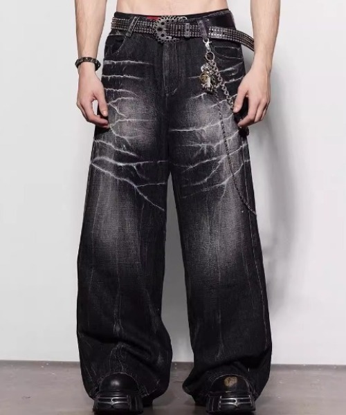 ジーンズ ヒゲ加工バギーデニム メンズ レディース : ZOZOTOWN