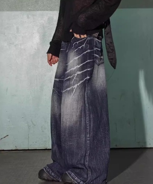 ジーンズ ヒゲ加工バギーデニム メンズ レディース : ZOZOTOWN Yahoo