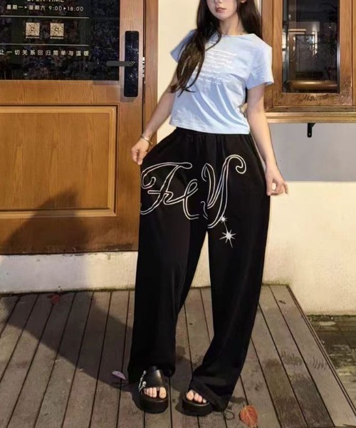 ViViDAY スウェットパンツ ジャージ 天使の翼 バックプリント