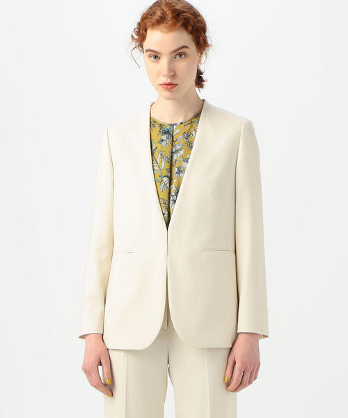 【美品】トゥモローランド コレクション ノーカラージャケット ストレッチ 36 TOMORROWLAND collection 「TOMORROWLAND collection」 ノーカラー