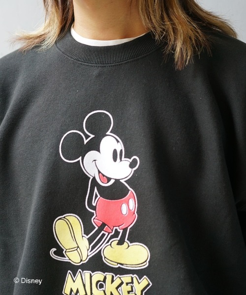 GOOD ROCK SPEED / グッドロックスピード | × Disney / ディズニー ミッキープリント ヴィンテージ加工 カットソー | F | チャコール | レディース GOOD ROCK SPEED（グッドロックスピード） tシャツ 別注/ミッキー