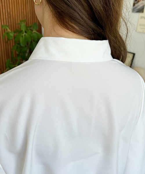 「moment+」 半袖シャツ M サックスブルー レディース_画像3