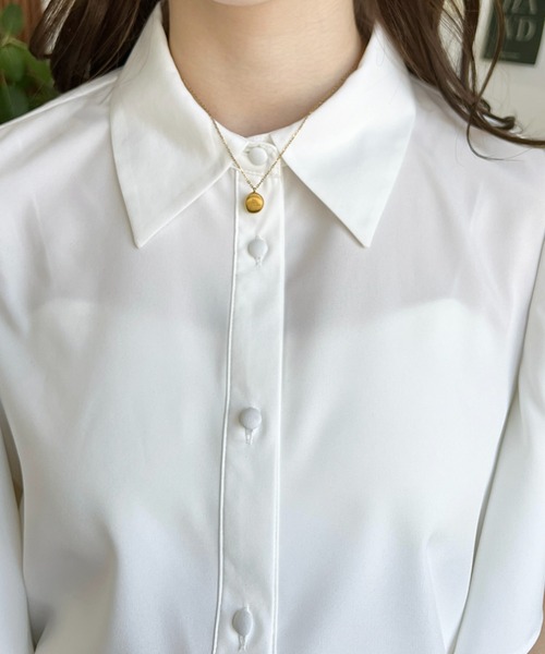 「moment+」 半袖シャツ M サックスブルー レディース_画像4