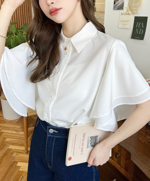 「moment+」 半袖シャツ M サックスブルー レディース_画像6