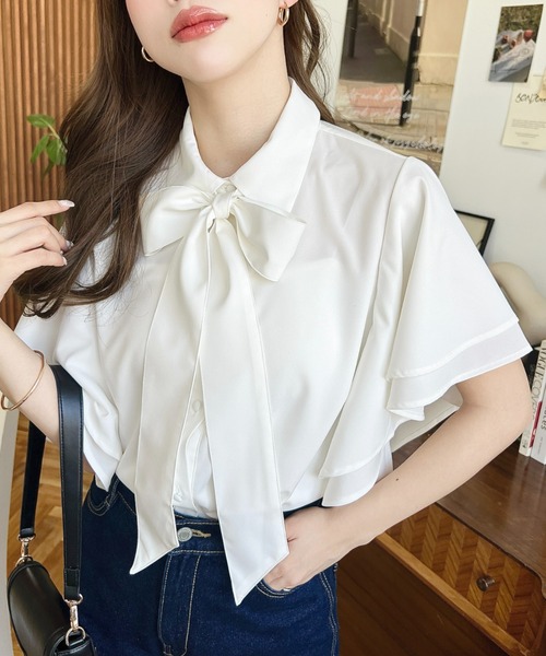 「moment+」 半袖シャツ M サックスブルー レディース_画像7