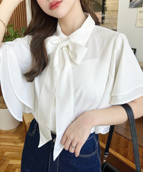 「moment+」 半袖シャツ M サックスブルー レディース_画像8